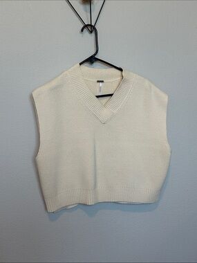 Free People Cream V-Neck Sweater Vest